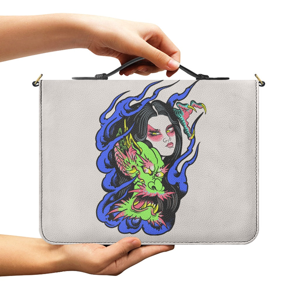 Dragon Lady Litchi pattern PU Bible bag (with shoulder strap)