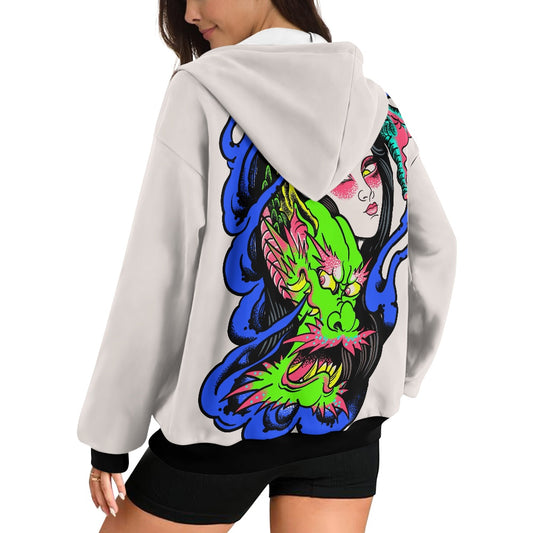 Dragon Lady Ladies loose zipper sweatshirt