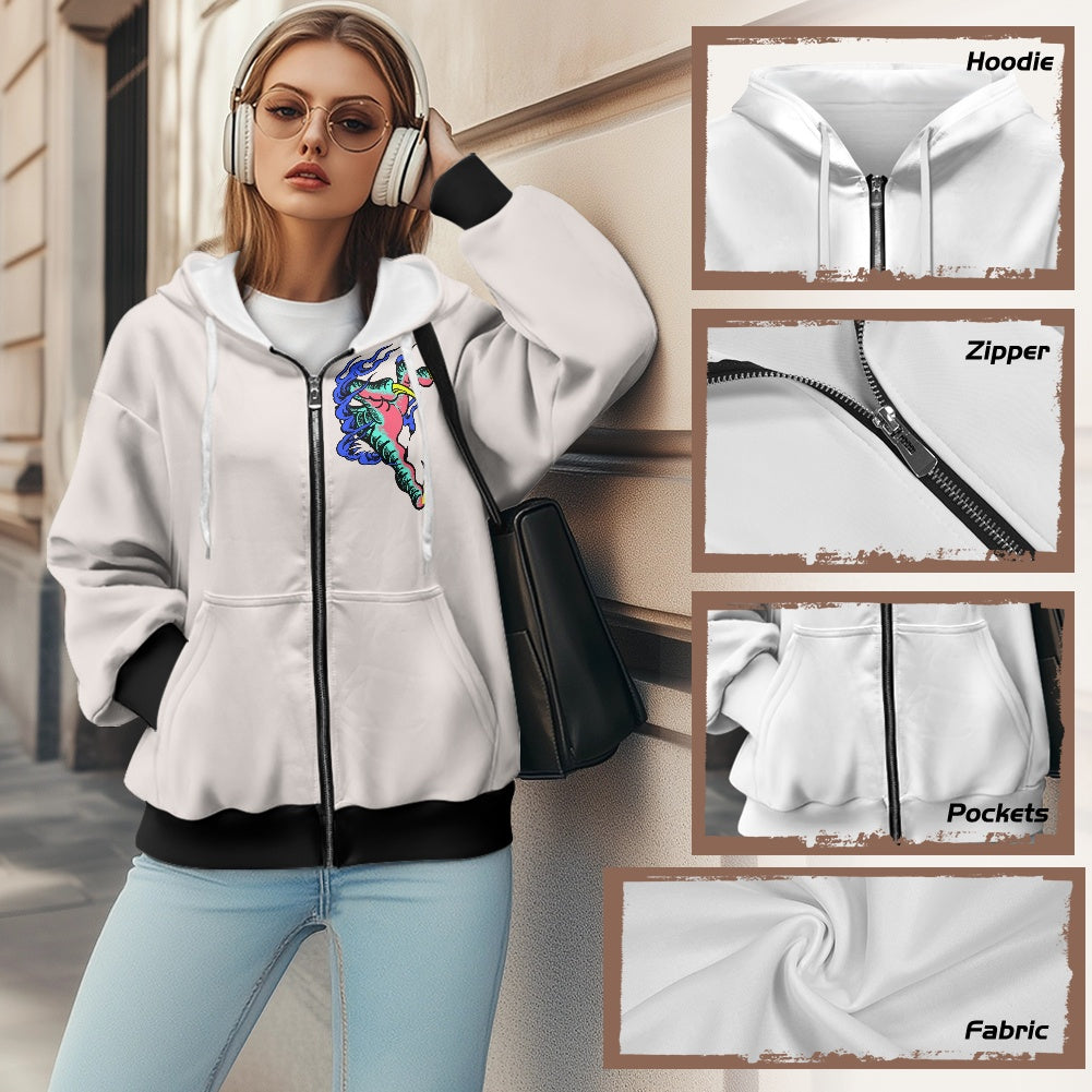 Dragon Lady Ladies loose zipper sweatshirt