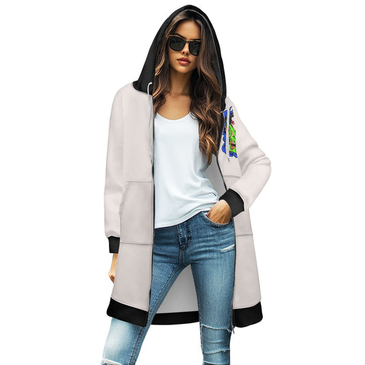Dragon Lady Women's mid-length hooded sweatshirt cardigan