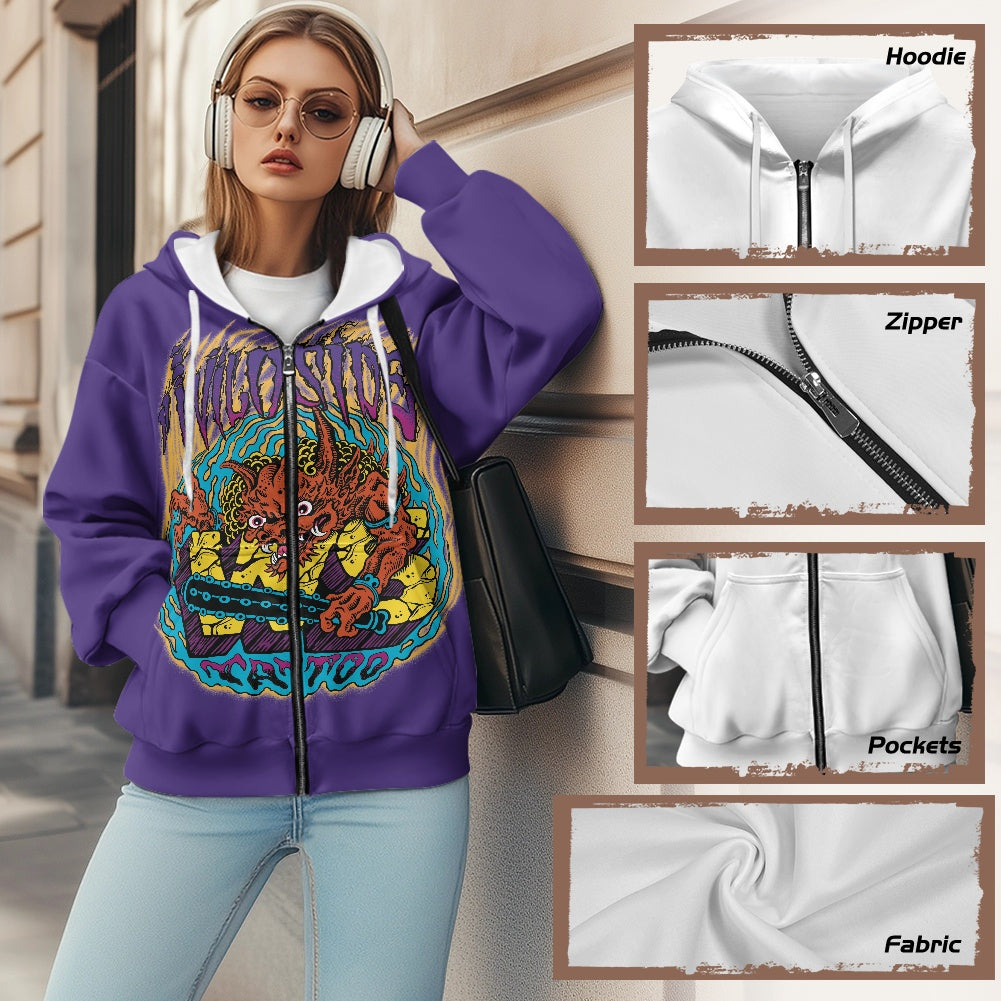 ONI Ladies loose zipper sweatshirt