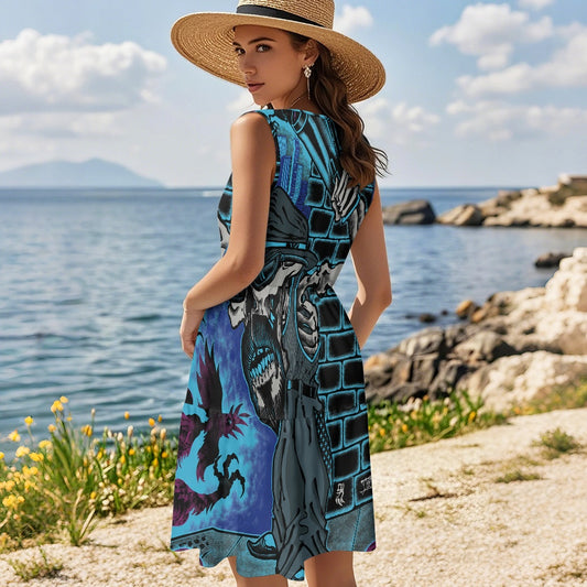 The Last Cholo Women's sleeveless round neck patchwork skirt