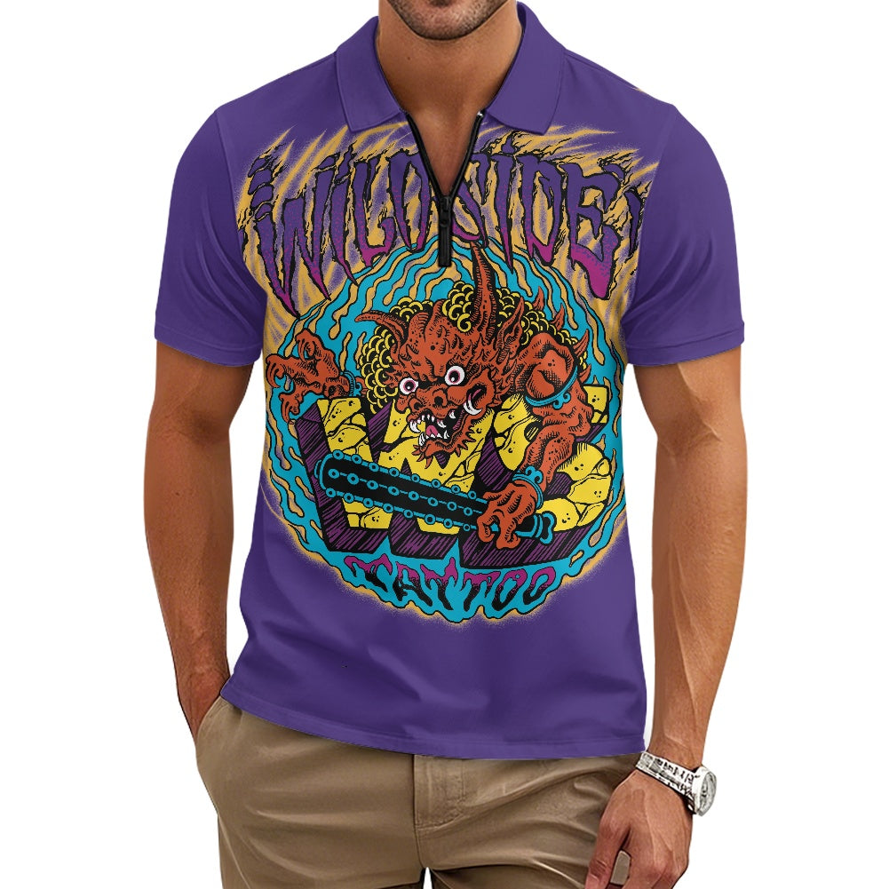 ONI Short Sleeve Zip-Up Polo Shirt