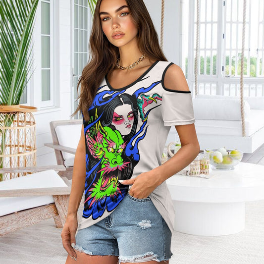 Dragon Lady Off-the-shoulder short-sleeved T-shirt