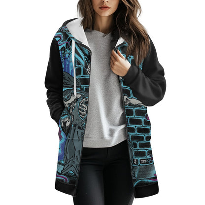 The Last Cholo Women's mid-length hooded sweatshirt cardigan