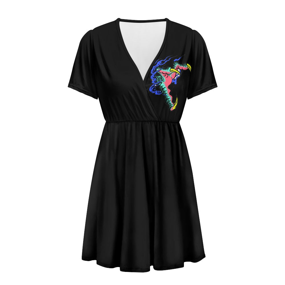 Dragon Lady Ladies V-neck short-sleeved dress
