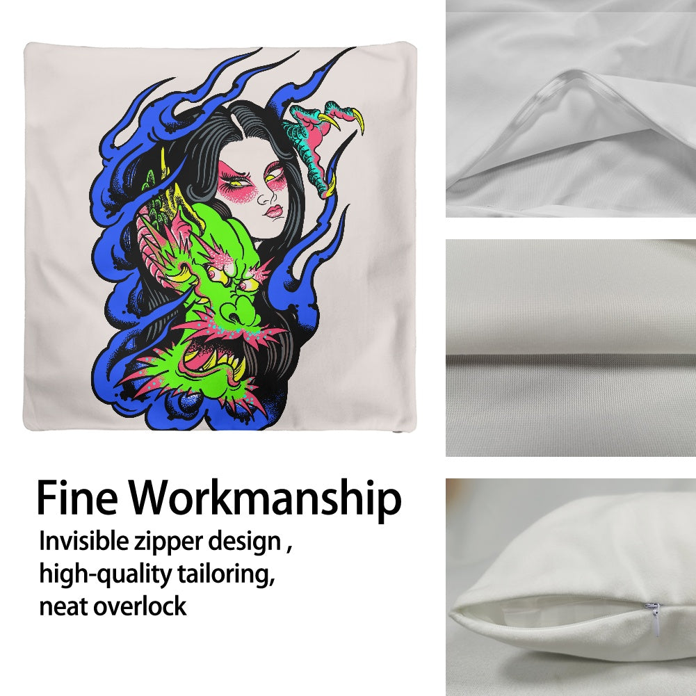 Dragon Lady Brushed Polyester Square Pillowcase