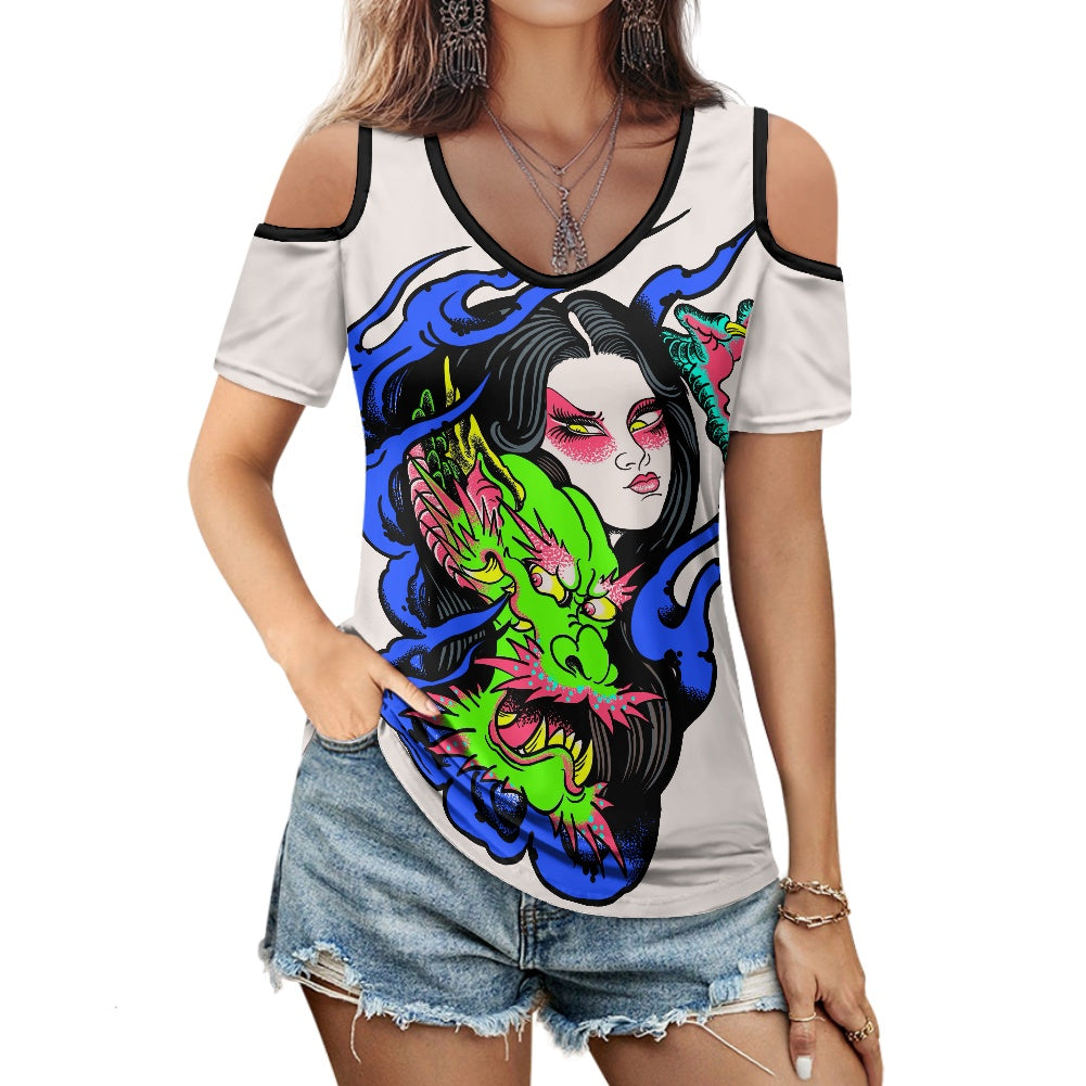 Dragon Lady Off-the-shoulder short-sleeved T-shirt