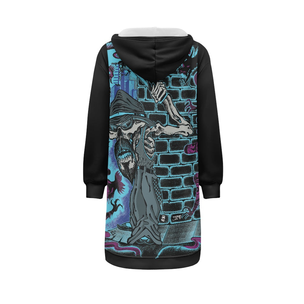 The Last Cholo Women's mid-length hooded sweatshirt cardigan
