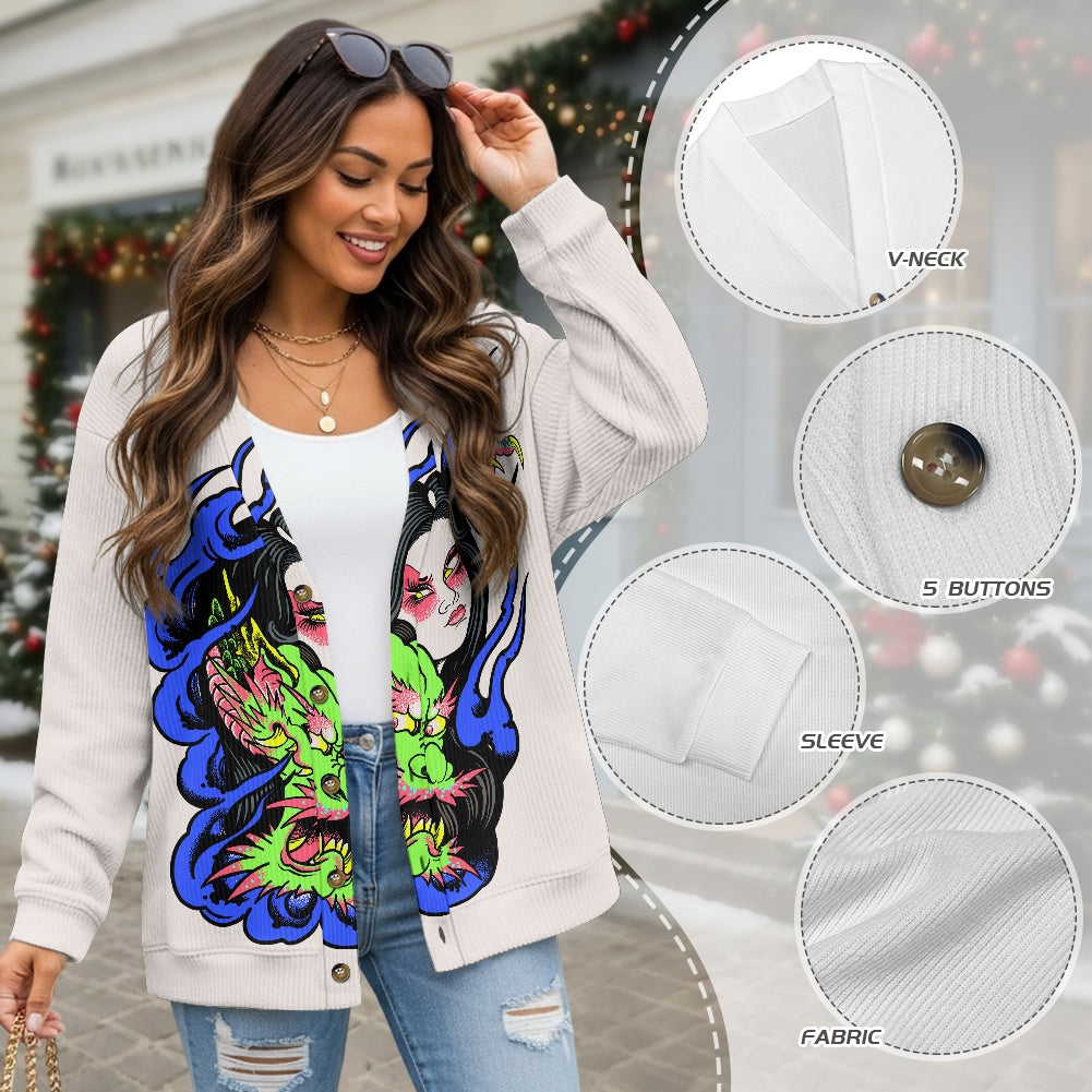 Dragon Lady Women's button-down cardigan knitted jacket