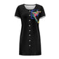 Dragon Lady Short-sleeved round-neck button nightdress