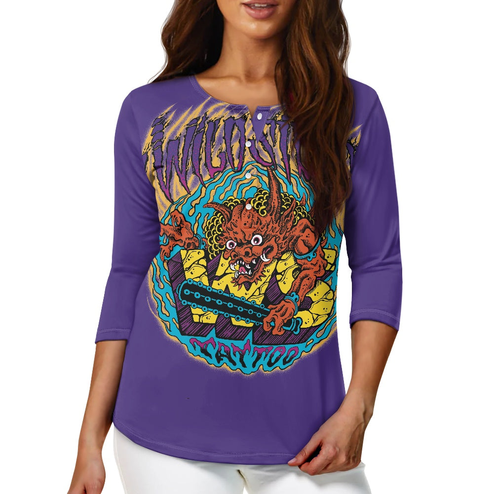 ONI Women's three quarter sleeve top(with buttons)