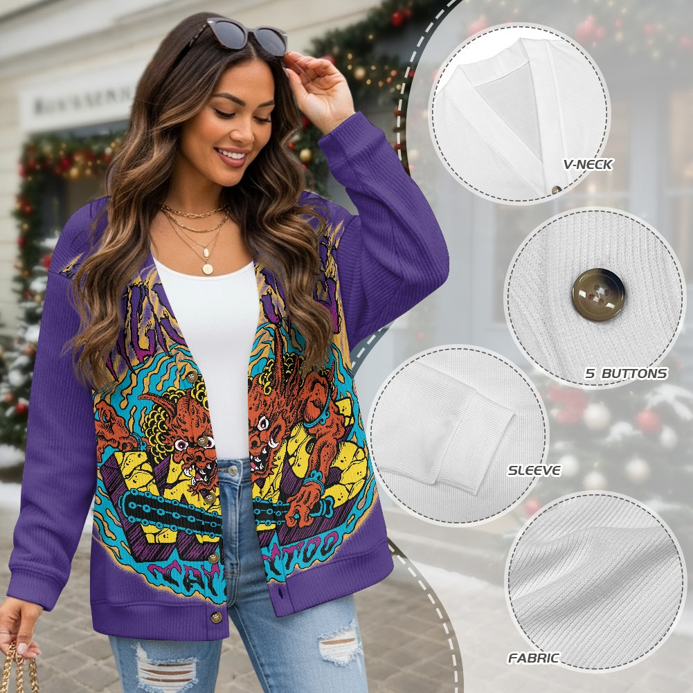 ONI Women's button-down cardigan knitted jacket