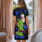 Dragon Lady Short-sleeved round-neck button nightdress