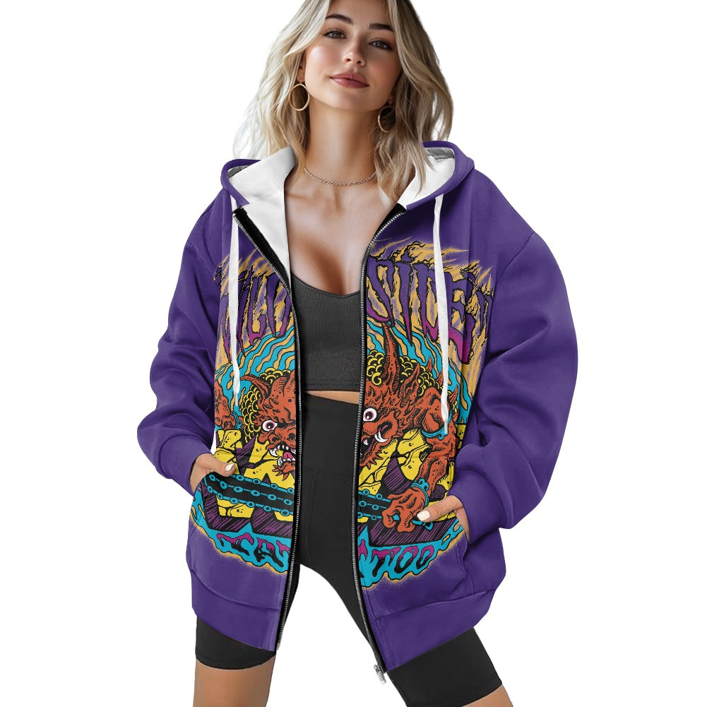 ONI Ladies loose zipper sweatshirt