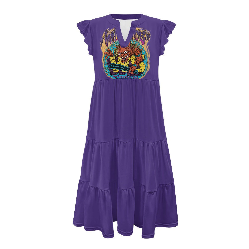 ONI Women's V-neck pocket waist patchwork dress