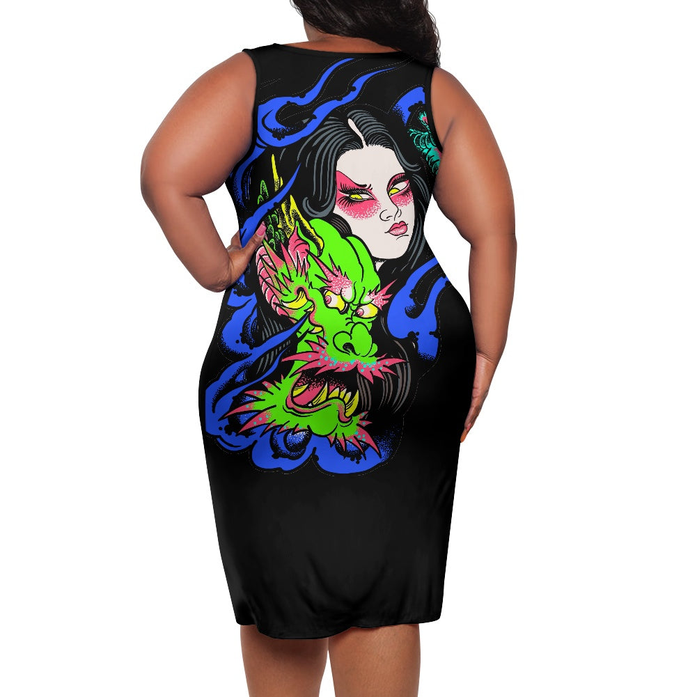 Dragon Lady Women's sleeveless plus size dress