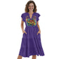 ONI Women's V-neck pocket waist patchwork dress