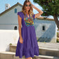 ONI Women's V-neck pocket waist patchwork dress