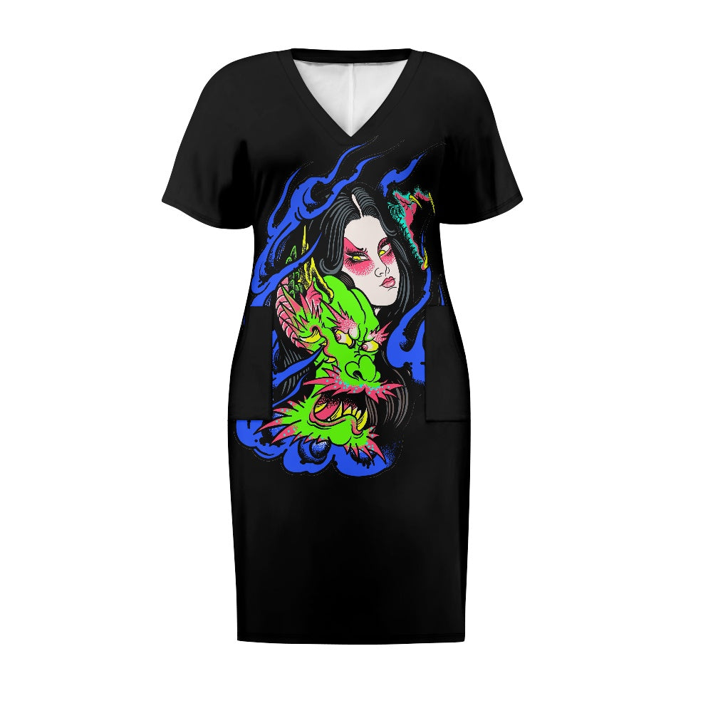 Dragon Lady Women's Short Sleeve Plus Size Dress
