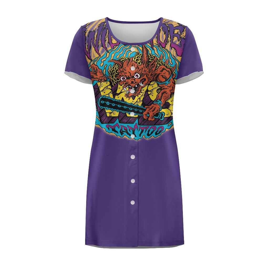 ONI Short-sleeved round-neck button nightdress