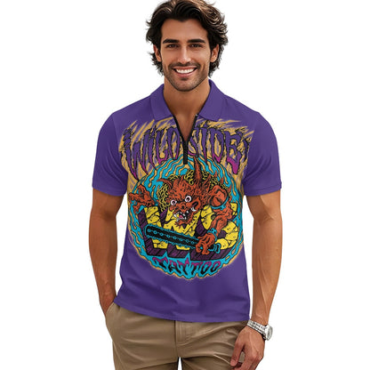 ONI Short Sleeve Zip-Up Polo Shirt