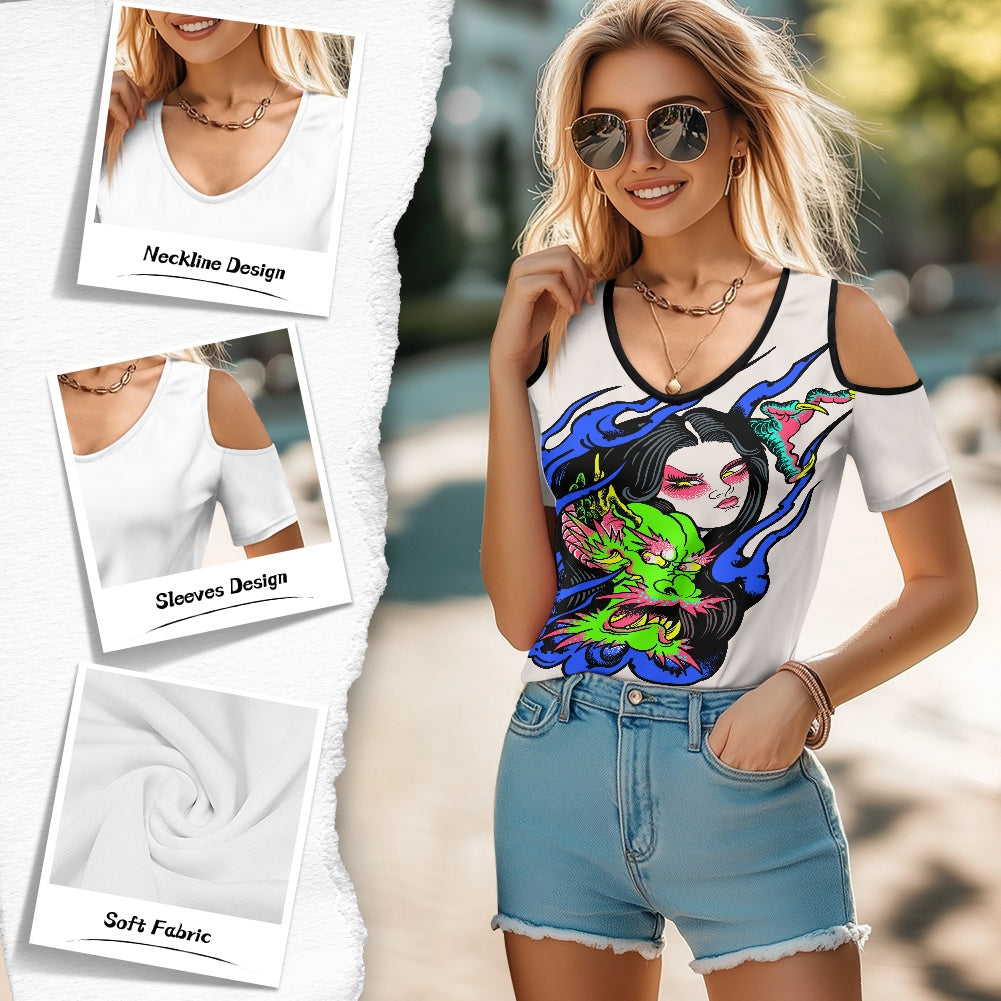 Dragon Lady Off-the-shoulder short-sleeved T-shirt