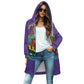 ONI Women's mid-length hooded sweatshirt cardigan