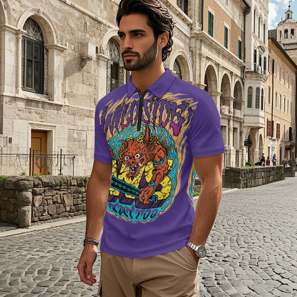 ONI Short Sleeve Zip-Up Polo Shirt