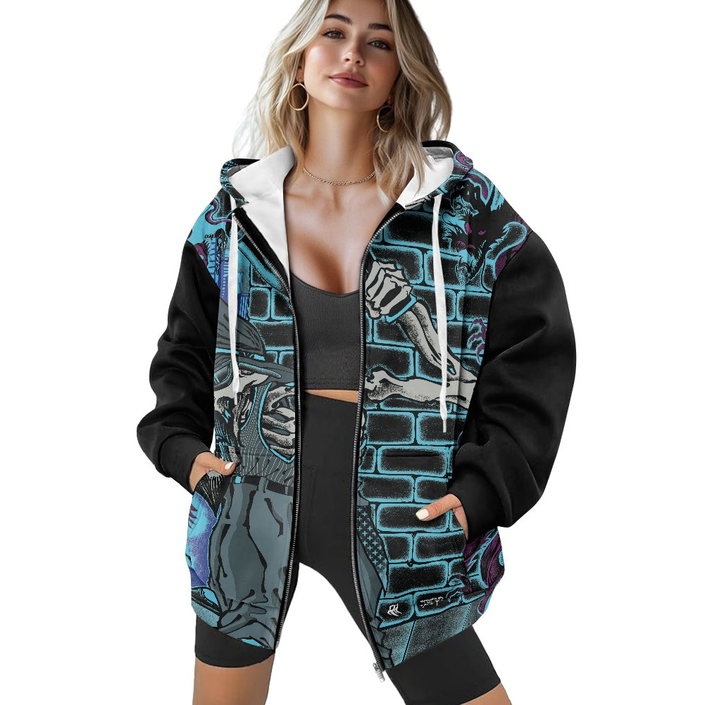 The Last Cholo Ladies loose zipper sweatshirt