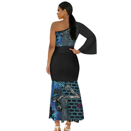 The Last Cholo One-shoulder Mermaid Dress with Long Sleeve