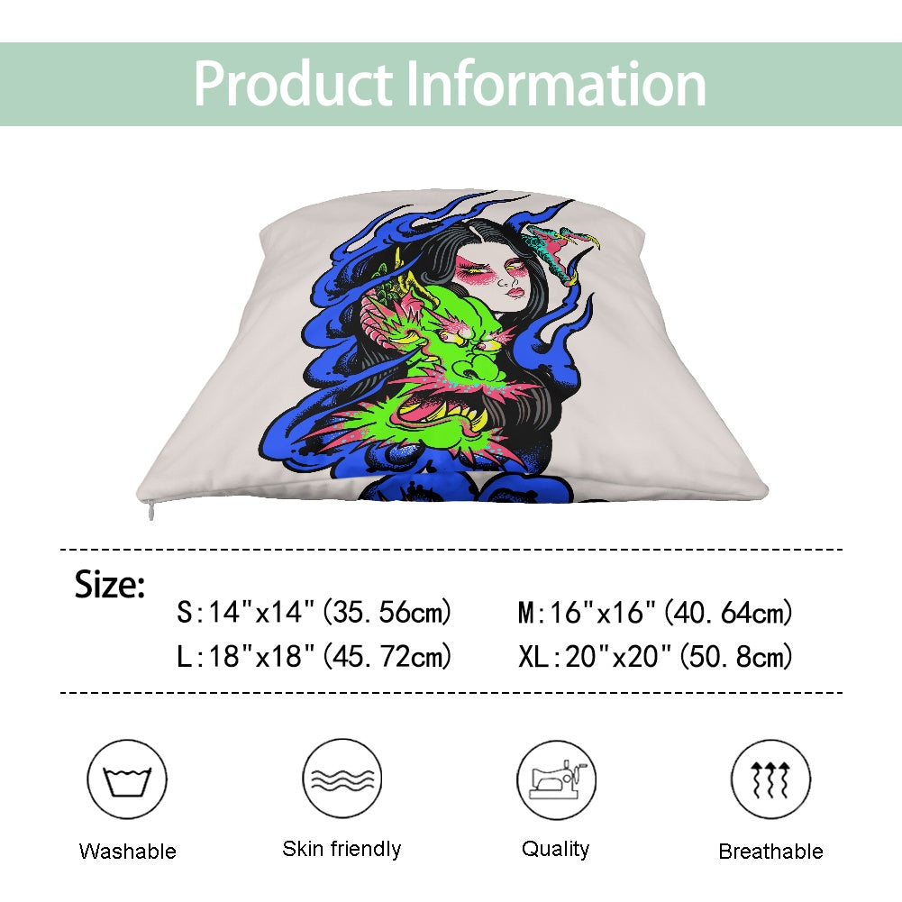 Dragon Lady Brushed Polyester Square Pillowcase