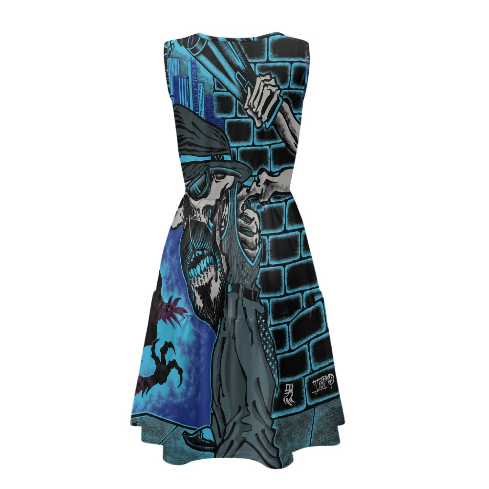 The Last Cholo Women's sleeveless round neck patchwork skirt
