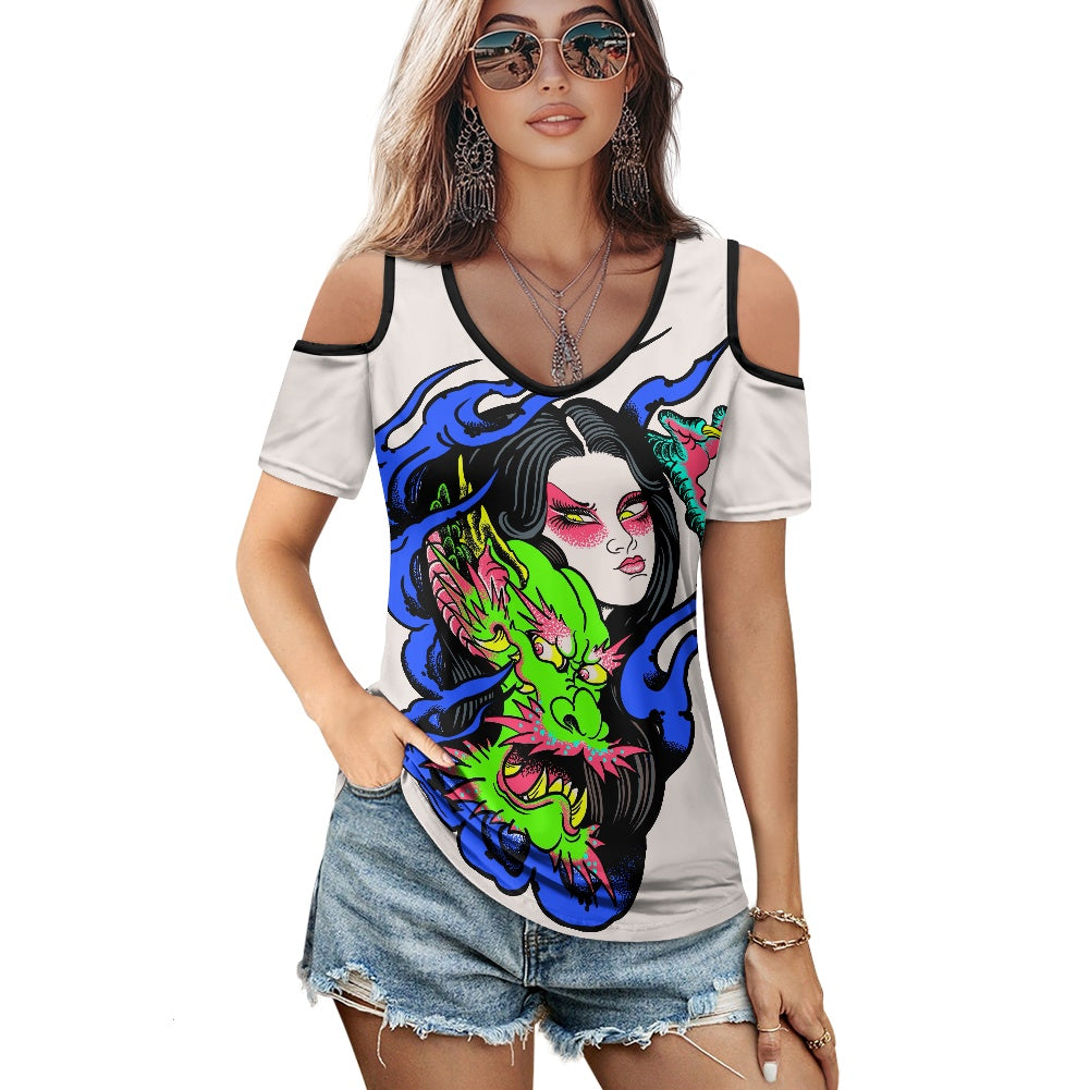 Dragon Lady Off-the-shoulder short-sleeved T-shirt