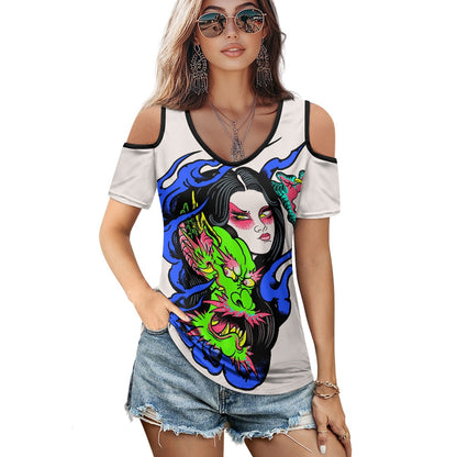 Dragon Lady Off-the-shoulder short-sleeved T-shirt
