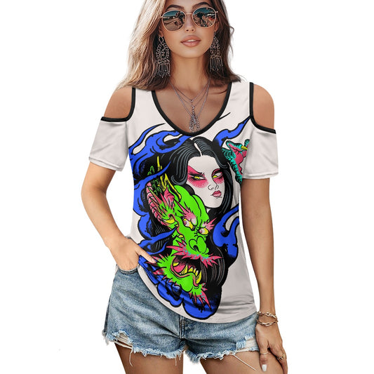 Dragon Lady Off-the-shoulder short-sleeved T-shirt