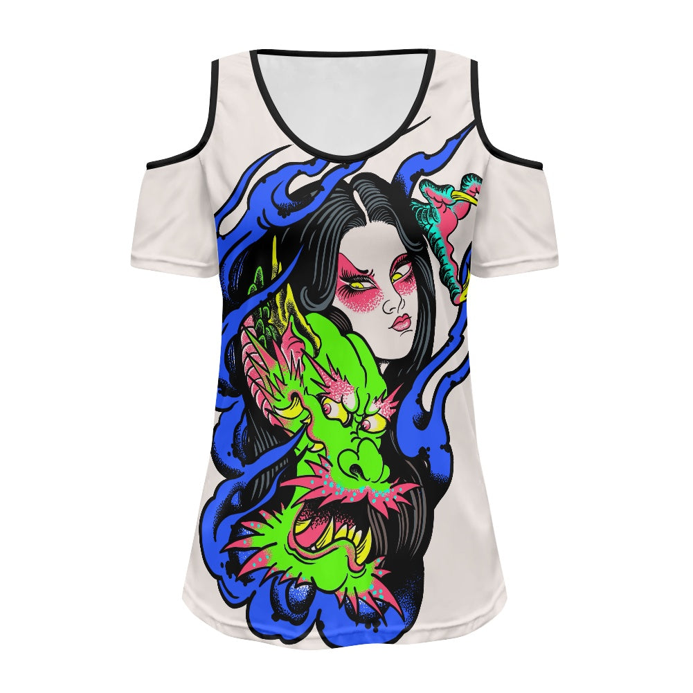 Dragon Lady Off-the-shoulder short-sleeved T-shirt