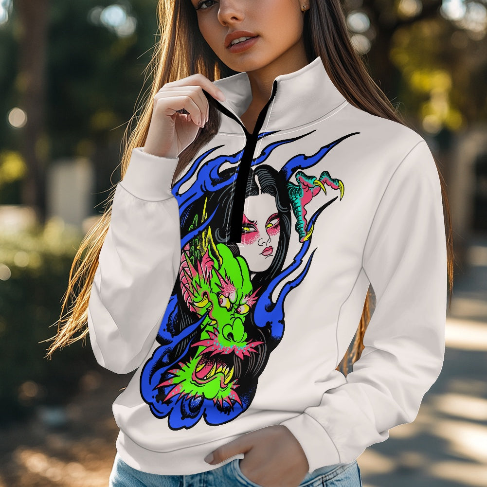 Dragon Lady Women's long sleeve zipper sweatshirt