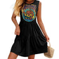 ONI Women's sleeveless round neck patchwork skirt