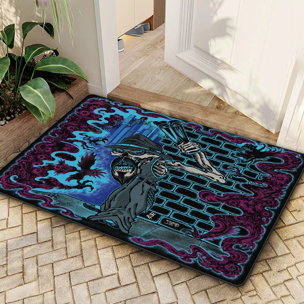 Thin rectangular floor mat