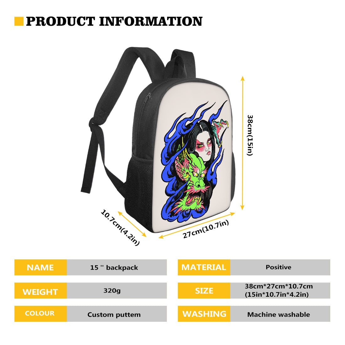 Dragon Lady 15 inch backpack