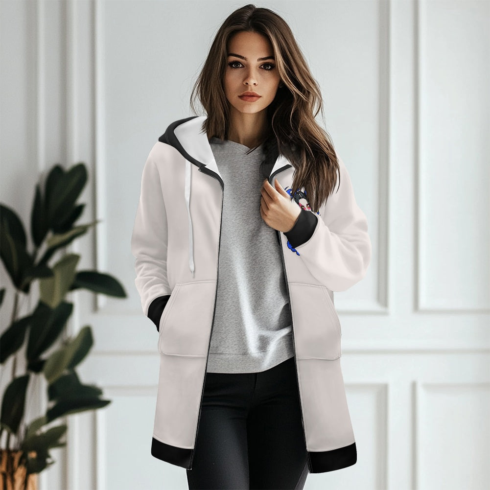 Dragon Lady Women's mid-length hooded sweatshirt cardigan
