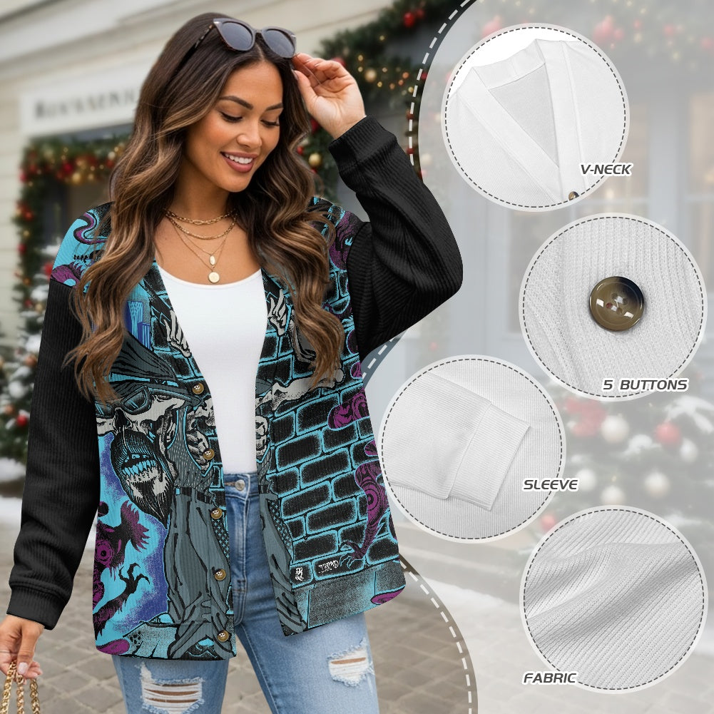 The Last Cholo Women's button-down cardigan knitted jacket