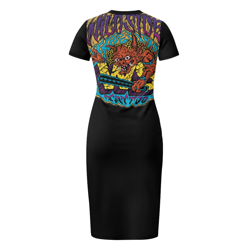 ONI Women's short-sleeved round-neck long skirt (220g)