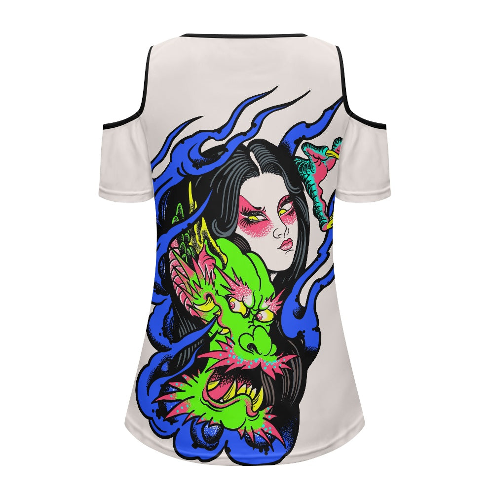 Dragon Lady Off-the-shoulder short-sleeved T-shirt