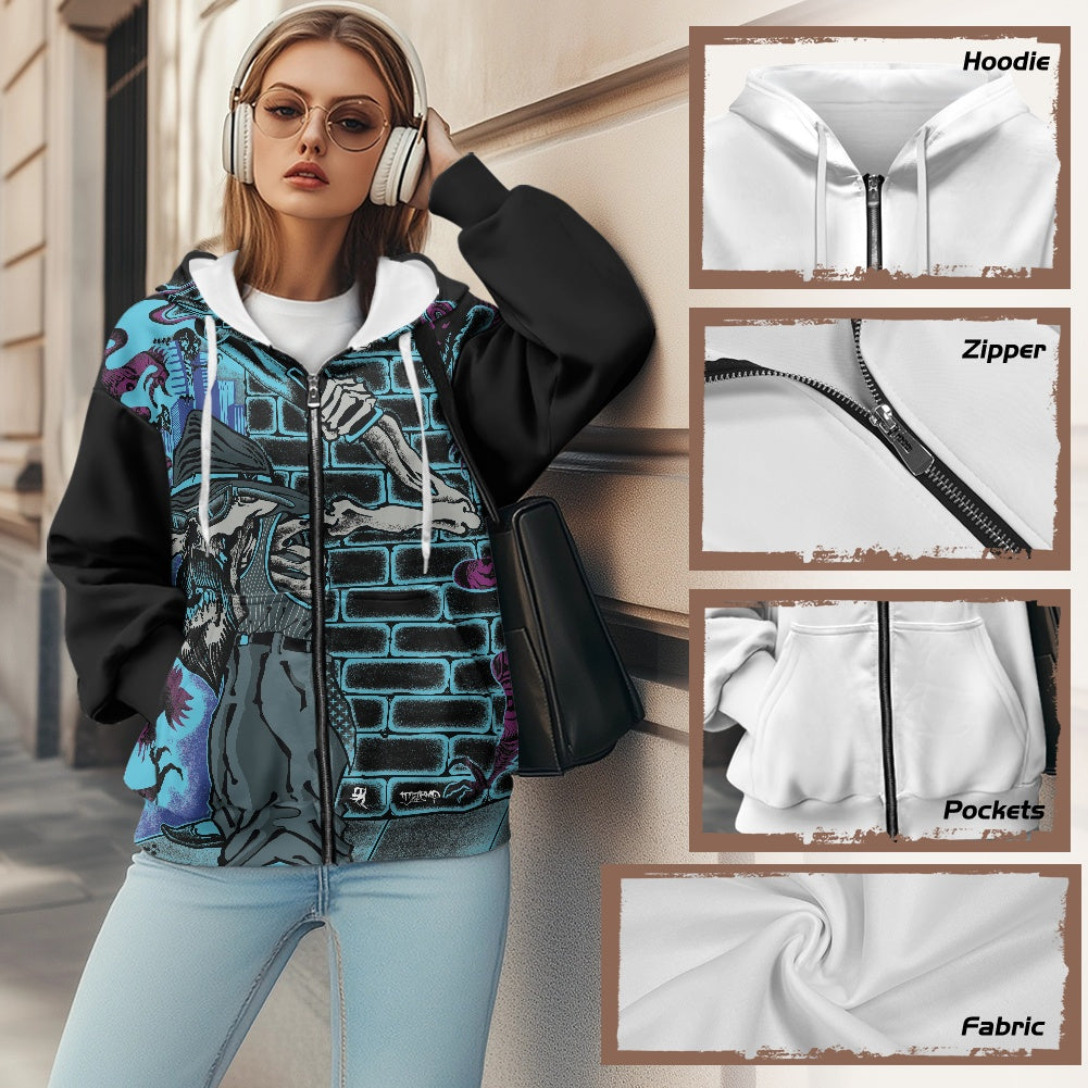 The Last Cholo Ladies loose zipper sweatshirt