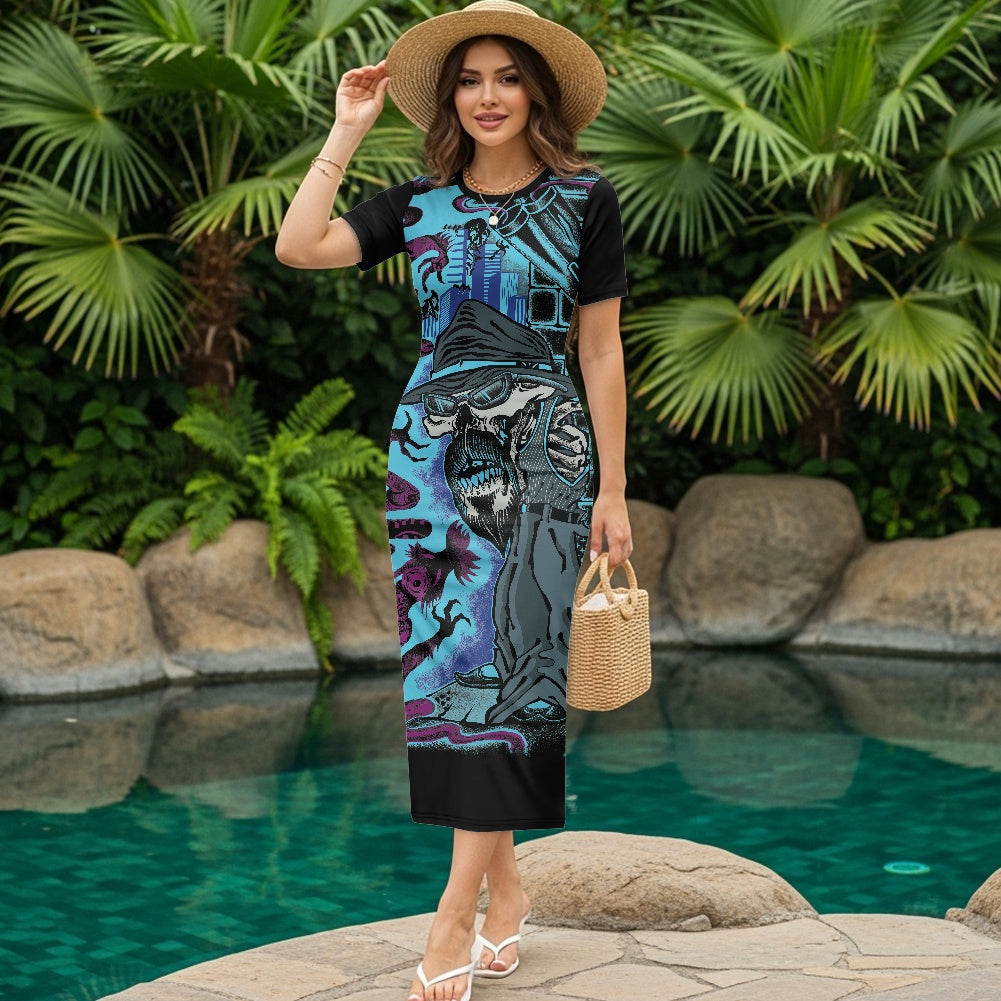 The Last Cholo Women's short-sleeved round-neck long skirt (220g)