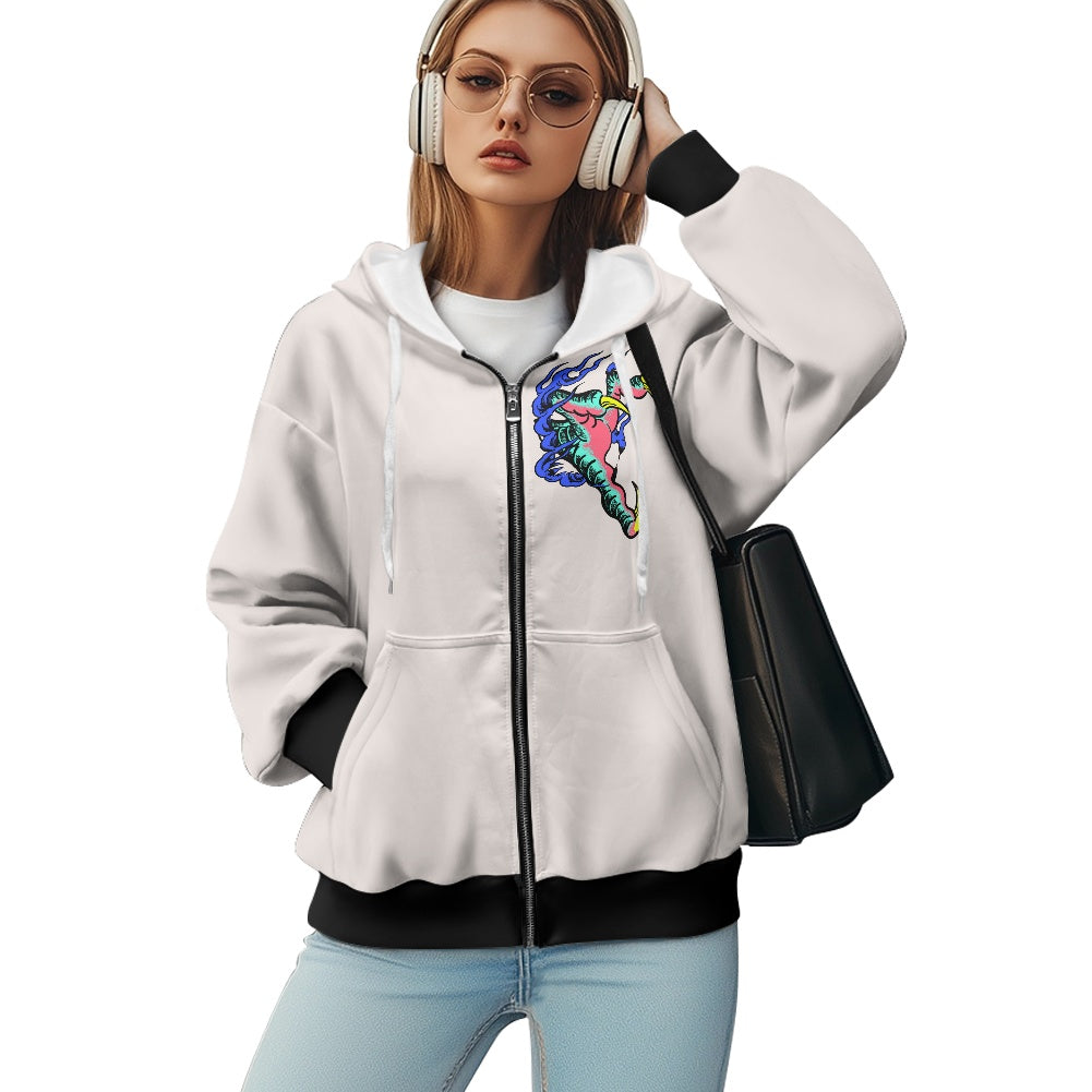 Dragon Lady Ladies loose zipper sweatshirt