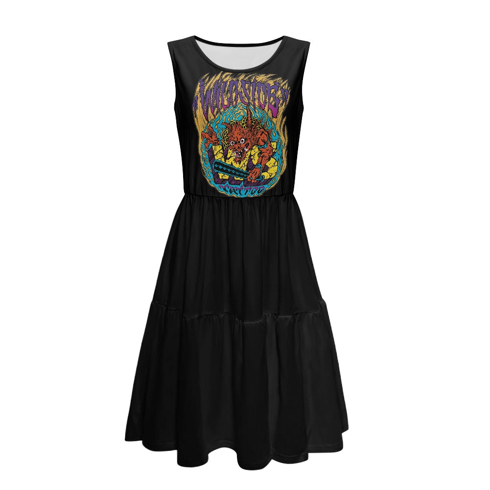 ONI Women's sleeveless round neck patchwork skirt