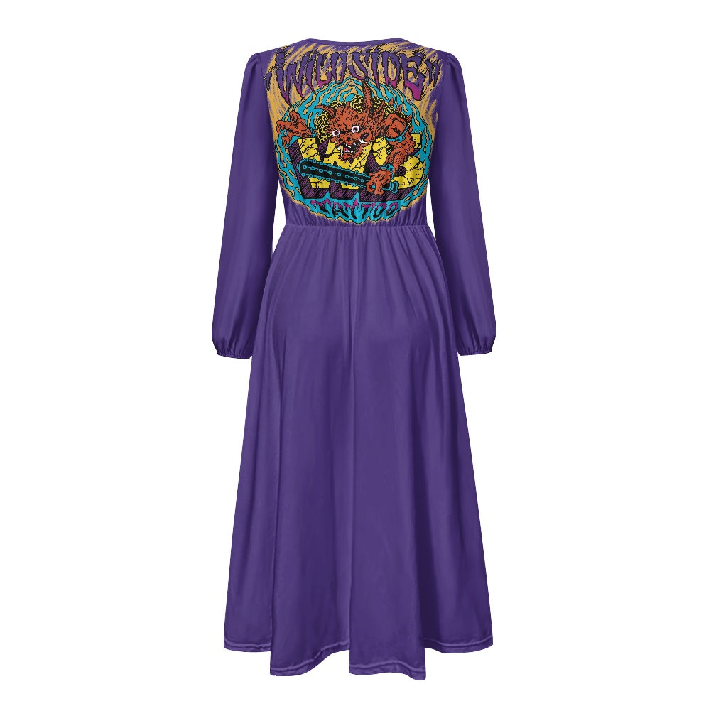 ONI V-Neck Long Sleeve Tie Waist Midi Dress